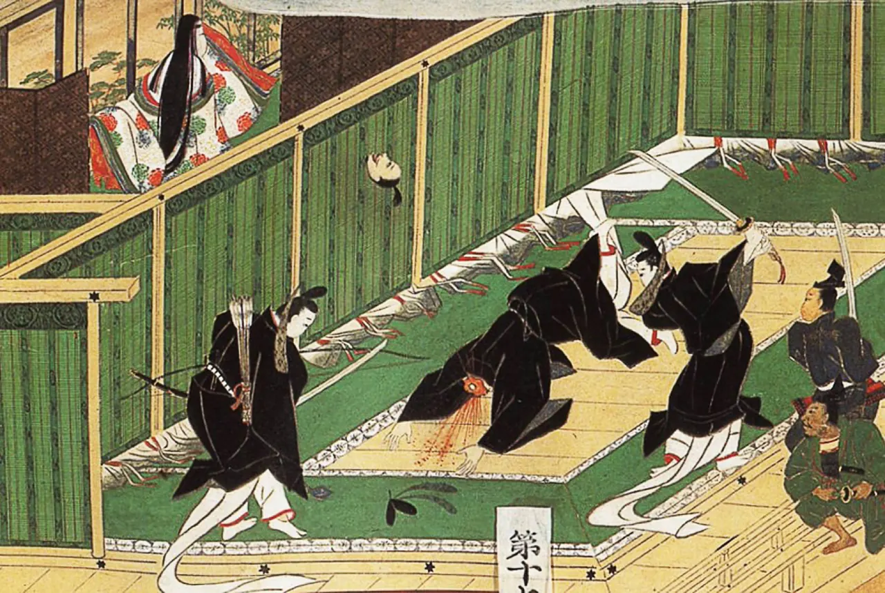 飛鳥板蓋宮で蘇我入鹿が襲撃される場面を描いた多武峰縁起絵巻